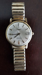 【送料無料】vintage mens longines grand prize automatic with date original crown gold filled｜hokushin