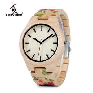 【送料無料】bobo bird brand strong pine wood watches gifts for her women uv printing flower