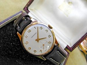 【貨物輸送無料】1973 9k solid gold garrard gentlemans wristwatch インチ original box, serviced