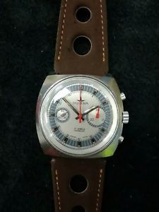 貨物輸送無料 Dugena Chrono Valjoux 7733 All Stainless Steel Watch Stunning 1970s Rally Cool Cleo Mx