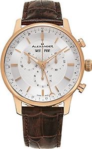 【送料無料】alexander statesman brown leather swiss rose gold mens chronograph watch a10105 91,289円