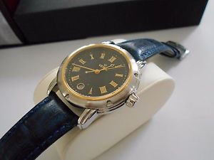 【送料無料】mint rare mens gevril s0111 ss18k solid gold leather quartz watch box 1356