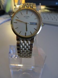 【送料無料】stylish rotary swissmade mens gold wrist watch with real sapphire on winder