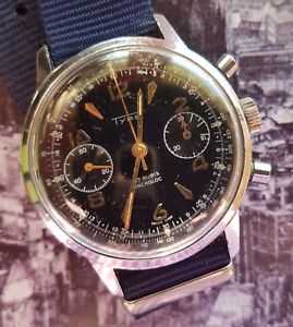 【送料無料】vintage type chronograph valjoux 7730 military very good condition