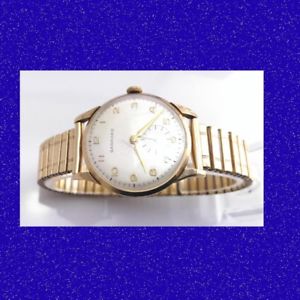 【送料無料】neues angebotstunning solid 9k gold gents vintage garrard wrist watch 1962
