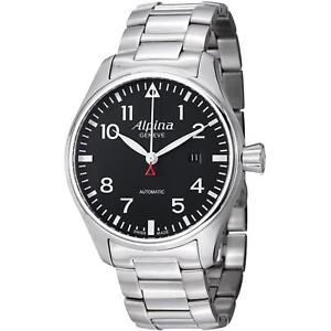 【送料無料】alpina mens startimer pilot 44mm steel bracelet automatic watch al525b4s6b｜hokushin