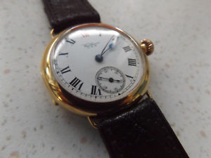 【送料無料】waltham 18ct gold icers trench wristwatch 1927｜hokushin