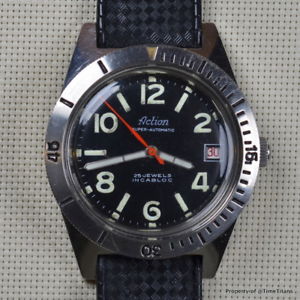 【送料無料】action 1960s skin diver automatic 200m felsa 4007n 38mm stainless steel tropic