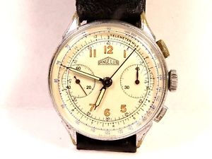 【送料無料】vintage angelus 17 jewel wind wrist watch 2 register chronograph serviced 215