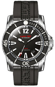 【送料無料】lumtec watch 300m1 40mm automatic mens diver w stainless steel amp; rubber
