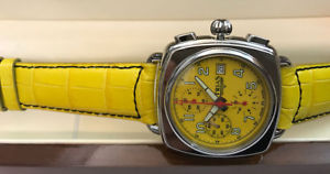 【送料無料】trias automatik chronograph valjoux kaliber 7750 swiss made retrodesign gelb