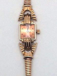 【送料無料】montre femme ancienne art deco vers 1940 en or jaune massif 18k *