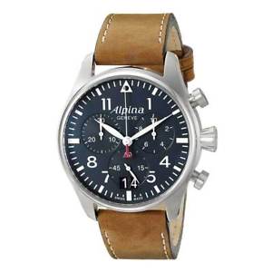 【送料無料】alpina al372n4s6 mens startimer pilot chronograph brown strap watch