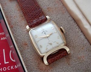 【送料無料】mens vintage antique nos lord elgin wristwatch original box, strap serviced
