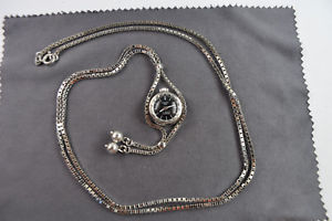 【送料無料】ltere damenanhngeuhr und kette silber 835, anker 1000 aus den 1980 er jahren