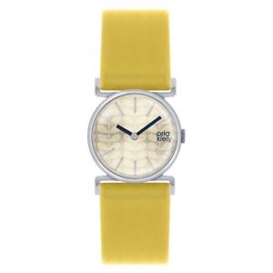 【送料無料】orla kiely cecelia yellow leather strap stainless steel watch bnib rrp 120