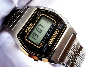 【送料無料】vintage otron 1970s all stainless steel digital chronograph mens wristwatch nos｜hokushin