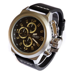 【送料無料】oversize large naval pilots 48mm canteen chronograph aviators steel boat tw u|hokushin