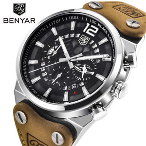 【送料無料】benyar sport men watches skeleton military chronograph gifts for him father son｜hokushin