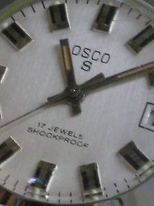 【送料無料】osco s 17 jewels mit datumsanzeige, handaufzug, 70er jahre