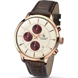【送料無料】accurist mens chronograph brown leather strap watch 7034 rrp 115