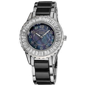 【送料無料】 womens burgi bur066bk quartz baguette bezel ceramic bracelet watch｜hokushin