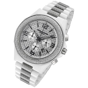 【送料無料】cirros milan white ceramic and silver carbon chronograph watch c006gw