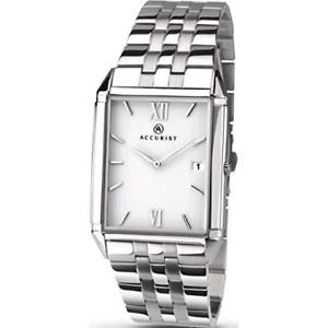 【送料無料】accurist london mens classic stainless steel rectangular date watch 7031