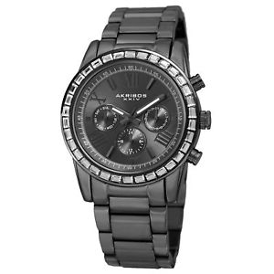 【送料無料】womens akribos xxiv ak943gn 24 hour indicator swarovski crystal bezel watch｜hokushin