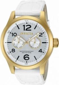 【送料無料】invicta specialty 12174 mens round analog day date white leather watch｜hokushin