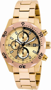 【送料無料】invicta specialty 17753 mens round gold tone chronograph date analog watch