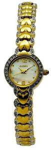 【送料無料】elgin eg604 womens sweetheart austrian crystal goldtone bracelet watch｜hokushin