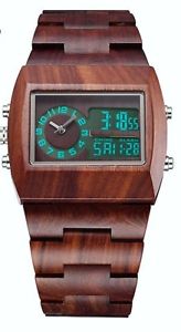 【送料無料】 natural red sandalwood100 toxic free ,swiss,digitalanalog 2 time watch