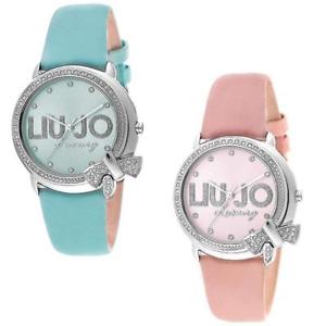 【送料無料】orologio solo tempo donna liu jo luxury sophie verde rosa fiocco cristalli pelle