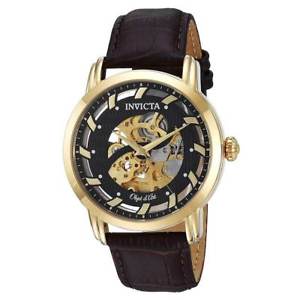 【送料無料】invicta 22634 mens brown leather strap automatic watch|hokushin
