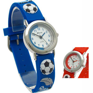【送料無料】ravel kids childs soccer design watch 3d silicone strap football blue or red｜hokushin