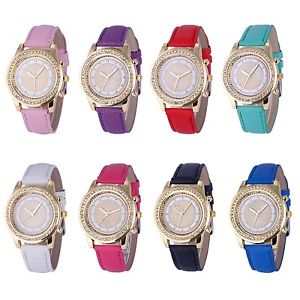 【送料無料】wow elegante damenuhr strass bling uhr goldfarben schwarz wei rosa|hokushin