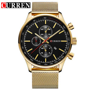 【送料無料】curren luxury watch men watches gold steel quartz calendar wristwatches uk