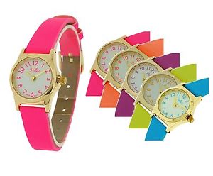 【貨物輸送無料】reflex ladies girls coloured strap gold bezel watch christmas xmas gift for her 腕時計-男女兼用腕時計