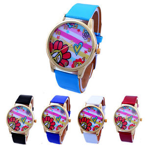 【貨物輸送無料】elegante damenuhr bunte herzen uhr goldfarben wei schwarz blau herz 男女兼用腕時計-腕時計
