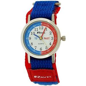 【貨物輸送無料】ravel time teacher kids boys blue  red easy fasten strap watch r150755 腕時計-男女兼用腕時計