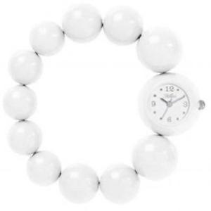 【送料無料】reflex ladies white analogue large bead fashion wrist watch bbr004|hokushin