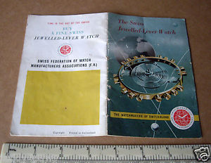【送料無料】1960s promo booklet from the swiss federation of watch manufacturers scarce|hokushin
