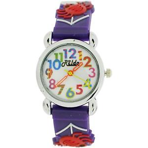 【貨物輸送無料】relda childrens girls 3d spiders amp; web on purple silicone strap watch rel103 腕時計-男女兼用腕時計