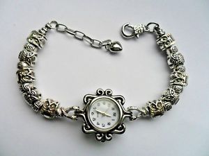 【貨物輸送無料】  handmade charm bracelet quartz watch with owl  charms 195糎 腕時計-男女兼用腕時計