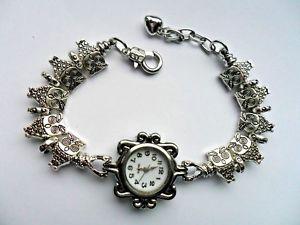 【貨物輸送無料】  handmade charm bracelet quartz watch with owl  charms 195糎    a 腕時計-男女兼用腕時計