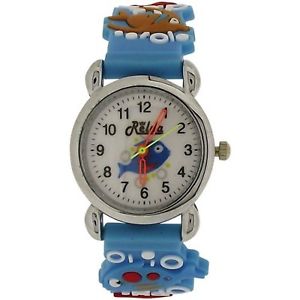 【送料無料】relda analogue girls boys 3d fish in water blue silicone strap watch rel86|hokushin