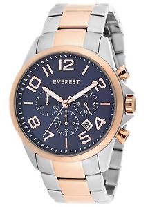 【送料無料】everest mens es30091 chronograph watch rose gold 2 tone white｜hokushin