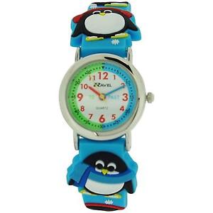 【送料無料】ravel time teacher 3d penguin blue strap watch telling time award r151372｜hokushin