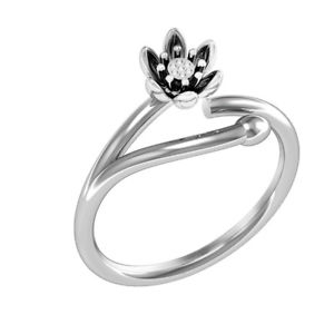 【送料無料】fashion platinum plated silver ring ethnic lotus flower opening adjustable finge｜hokushin